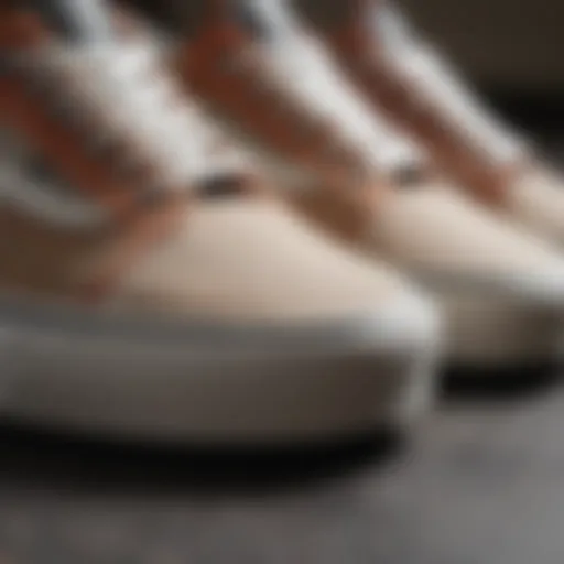 A close-up view of canvas vans showcasing their texture and design.