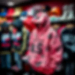 Vibrant display of hip hop streetwear fashion