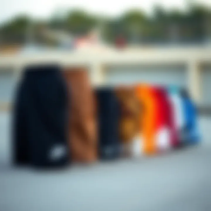 Different styles of Nike fabric shorts lined up for comparison