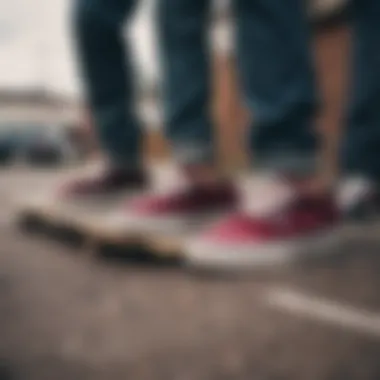 Group of skateboarding enthusiasts wearing Vans Authentic Velvet