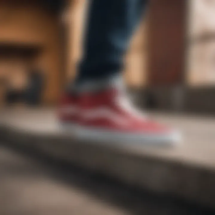 Skateboarding scene featuring Vans shoes in action