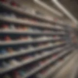 Walmart's skate shoes selection displayed on shelves