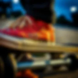 Close-up of Hi Lugged Converse shoes on a skateboard