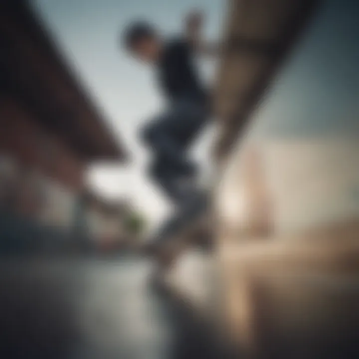 A skater performing tricks in High Vans Shoes