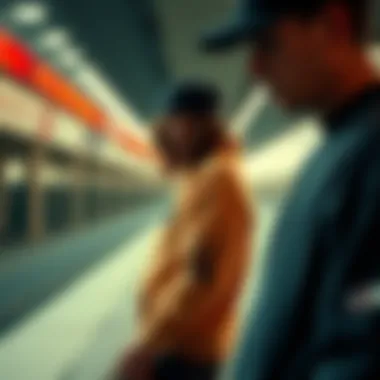 An artistic representation of the historical evolution of baggy long sleeve styles within skate culture