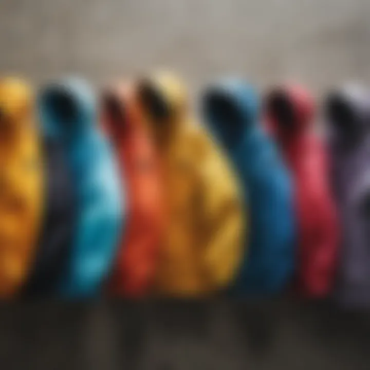 A collection of HUF Anorak in various colors displayed together