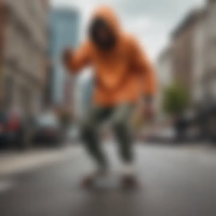 Skater wearing HUF Anorak performing a trick on a skateboard