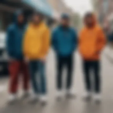 Street scene featuring skaters in HUF Anoraks, highlighting culture and style