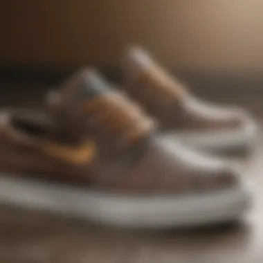 Unique Design Elements of Janoski Shoes Close-up view of Janoski shoes showcasing their unique design elements.