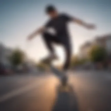 A skilled skateboarder demonstrating tricks on a Kryptonics board.