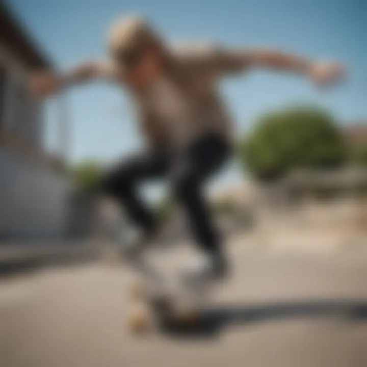 Skateboarder wearing Leopard Vans Old Skool performing a trick