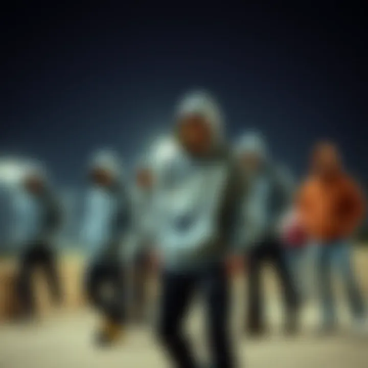 Group of skateboarders showcasing long Nike zip-up hoodies