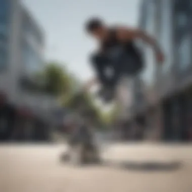 Supra Skytop in Action: A Skateboarder's Choice Skateboarder performing tricks while wearing Supra Skytop shoes