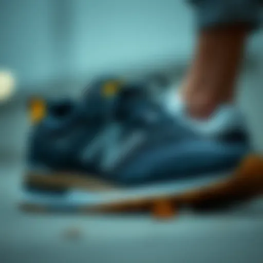 Showcasing Craftsmanship A close-up of a New Balance sneaker showcasing its unique design elements and craftsmanship.