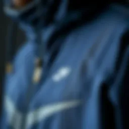 Close-up view of the Nike hooded windbreaker showcasing fabric texture