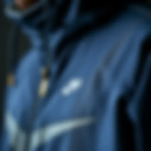 Close-up view of the Nike hooded windbreaker showcasing fabric texture