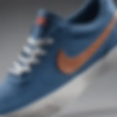 Close-up on the unique features of the Nike SB Heritage Vulc Blue