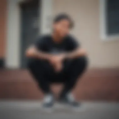 Nyjah Huston and His Signature Footwear Nyjah Huston showcasing his signature skate shoes