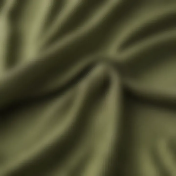 Close-up of the fabric texture of olive green sweats