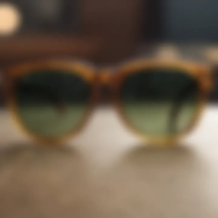 Close-up of sunglasses emphasizing quality materials