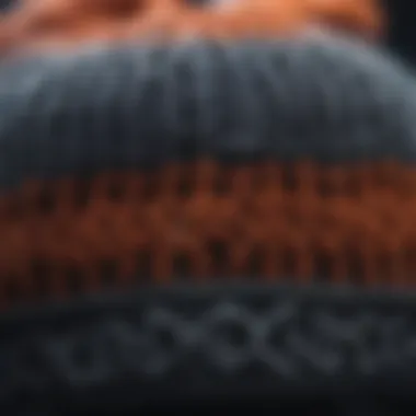 A close-up of a premium beanie showcasing its intricate knit pattern and texture.