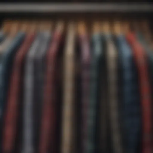 A stylish collection of flannel shirts displayed on hangers, showcasing various colors and patterns.