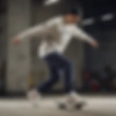 A skateboarder showcasing a stylish Reebok pullover while performing a trick