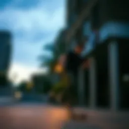 A vibrant urban skate spot showcasing diverse terrains for skaters