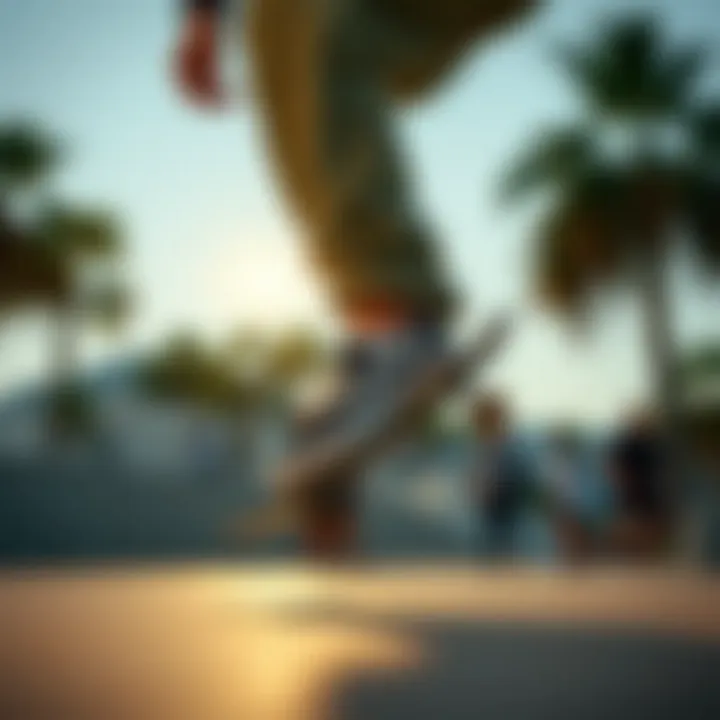 Skater performing a trick wearing Bandana Vans Slip-Ons