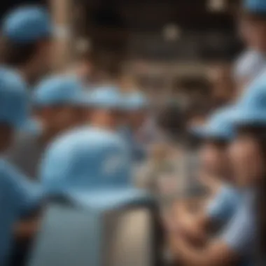 Community Expression: The Light Blue Nike Hat in Skate Culture A group of skaters gathered, all sporting light blue Nike hats, illustrating community and identity.