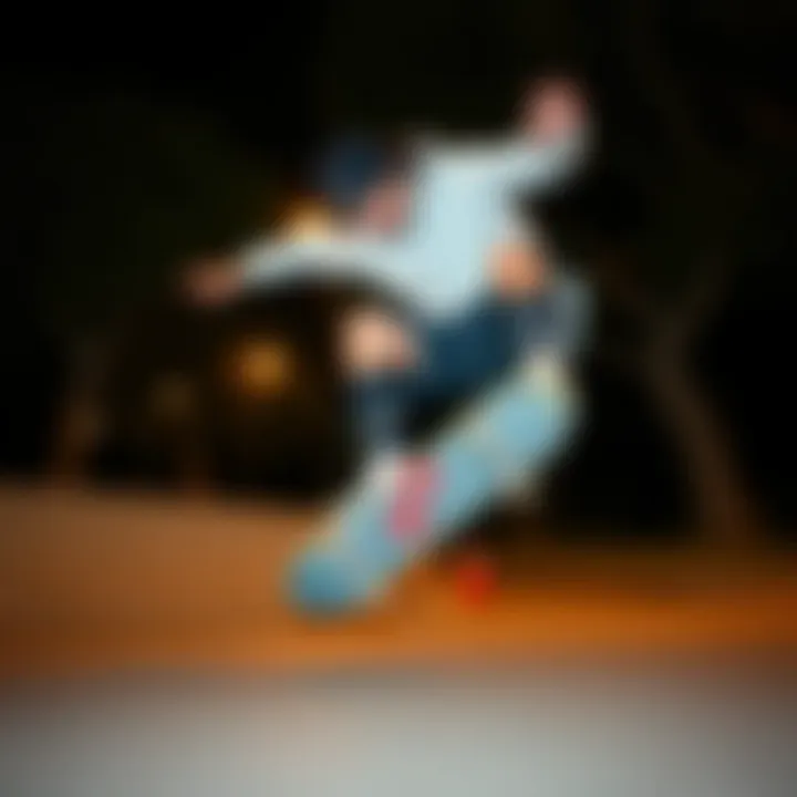 Dynamic skateboarder performing a trick