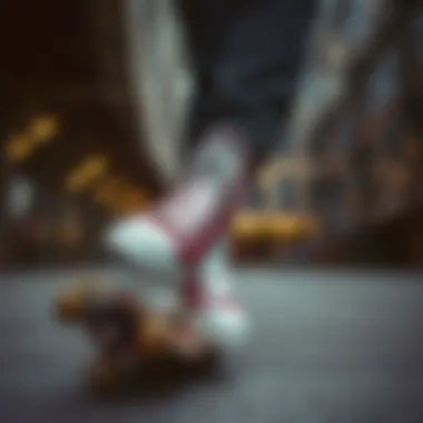 Urban Style: Hi Lugged Converse in Skate Culture Stylish skateboarder showcasing Hi Lugged Converse in urban setting