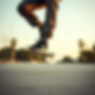 Skateboarder performing a trick while wearing solid black Nike shoes