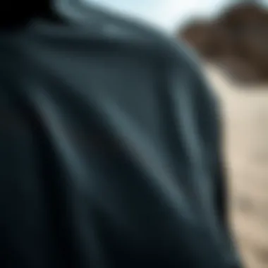 Close-up of fabric texture of a black beach shirt