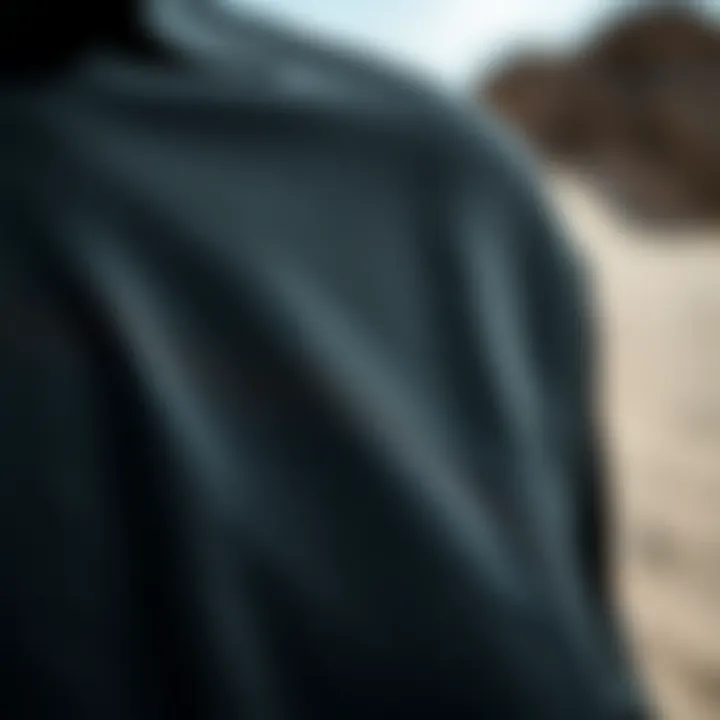 Close-up of fabric texture of a black beach shirt