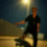 Stylish black beach shirt on a skateboard