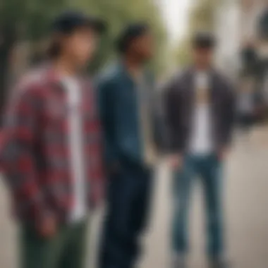 Vintage Skaters in Flannel Fashion A vintage photo of skaters in the 90s wearing flannel jackets
