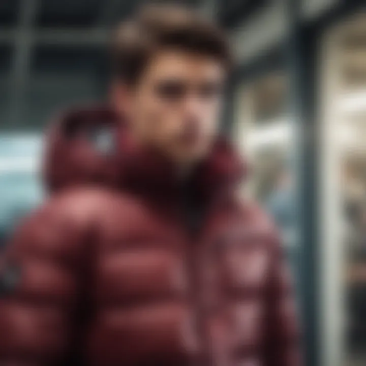 Burgundy puffer jacket layered with other stylish garments, demonstrating effective layering techniques.