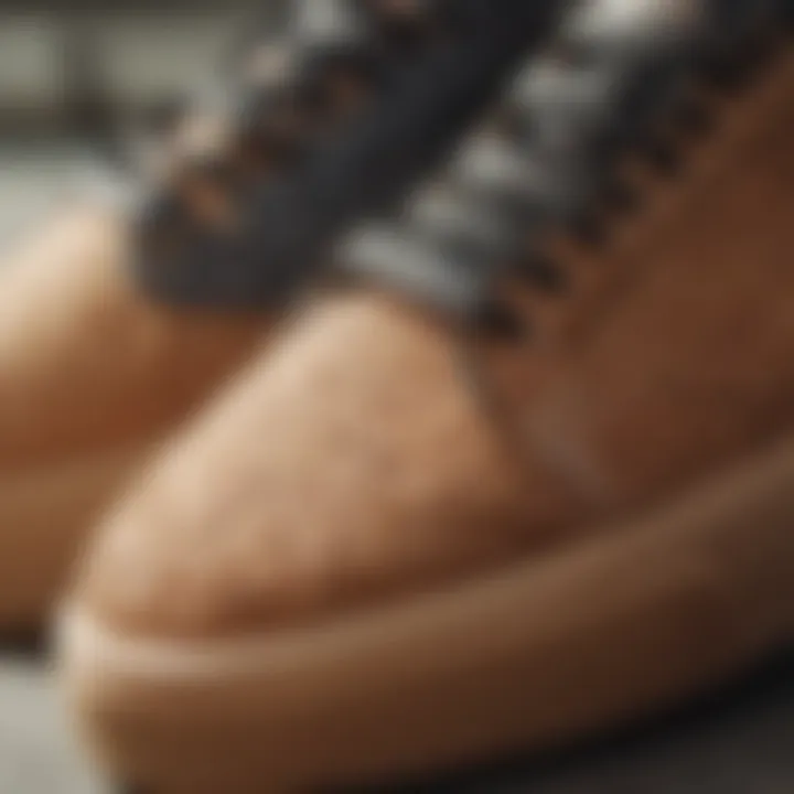 Detailed view of gum sole texture