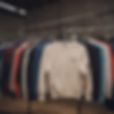 Stylish sweatshirt collection displayed on hangers