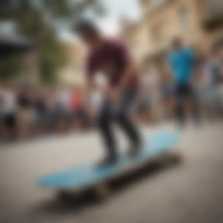 A vibrant community event featuring drift board skateboarding