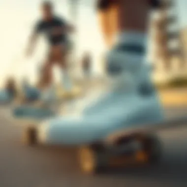 Cultural Representation of Skateboarding and White Reef Shoes Cultural representation of skateboarding with white reef shoes