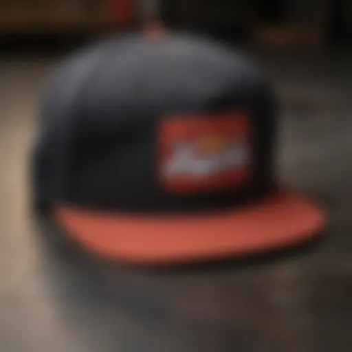 Close-up of The Hundreds hat showcasing its unique logo