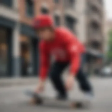 A skater wearing The Hundreds hat in an urban setting