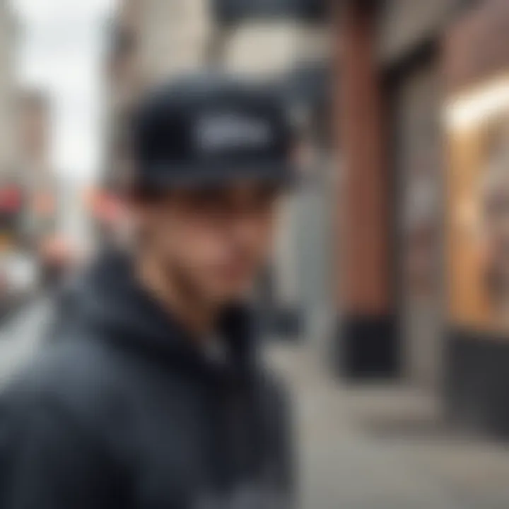 A group of skaters wearing The Hundreds hats in an urban setting