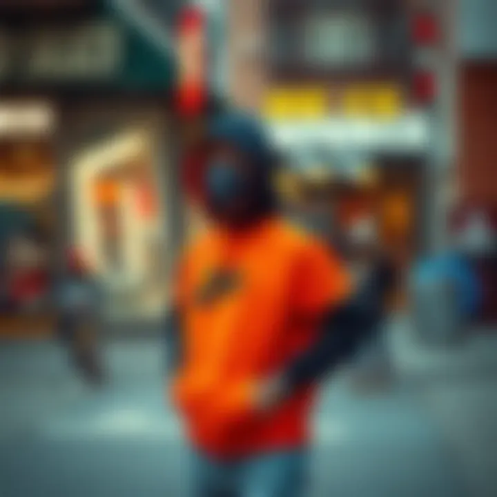 Vibrant skate culture apparel displayed in an urban setting