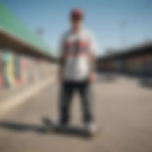 Vintage HUF apparel displayed in a skate park setting