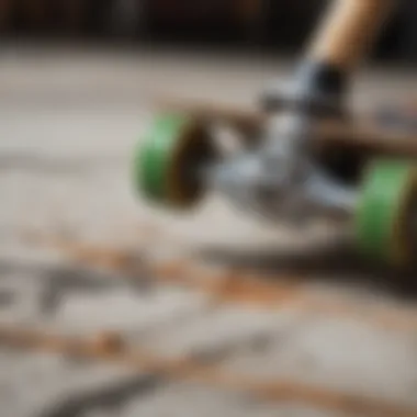 Creative Techniques in Skate-Inspired Art Detailed close-up of paint splatters and brush strokes on a canvas inspired by skateboard themes.
