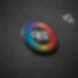 A close-up of a vibrant skateboard shirt showcasing a unique logo design