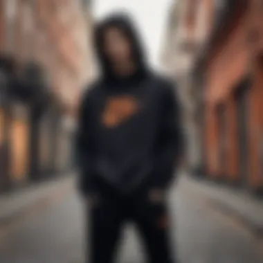 Urban setting showcasing the hoodie in streetwear fashion